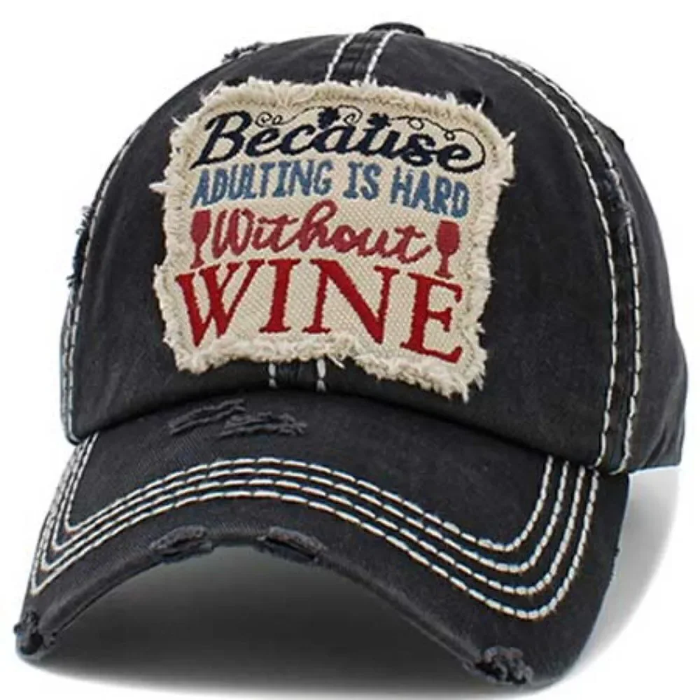 Ladies Black Because Adulting is Hard Ball Hat - Brand New Baseball Cap